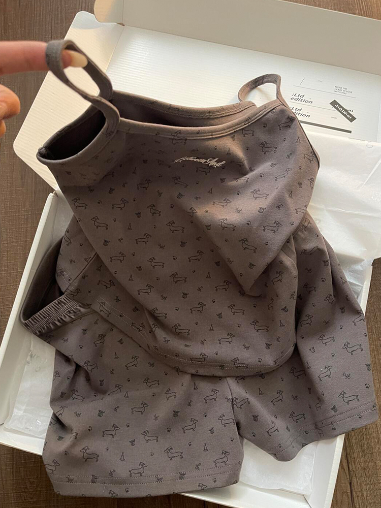 Summer Cotton-Like Camisole Homewear Women Short Sleeve Shorts 2 Pcs B photo 6 (style 4407122)