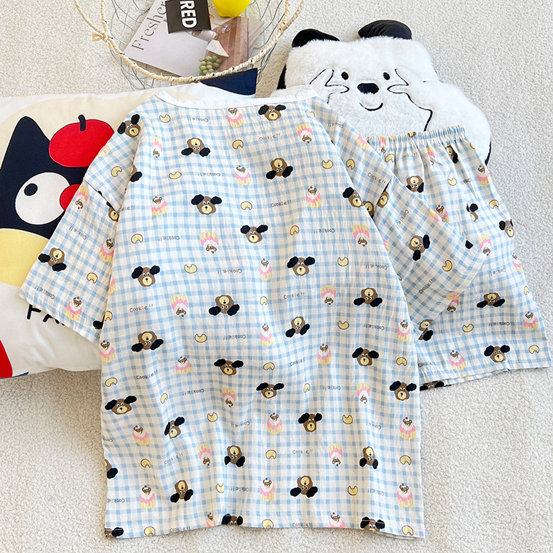 Summer Cloud Cotton With Pads Homewear Women Short Sleeve Shorts 2 Pcs photo 7 (style 46324634)