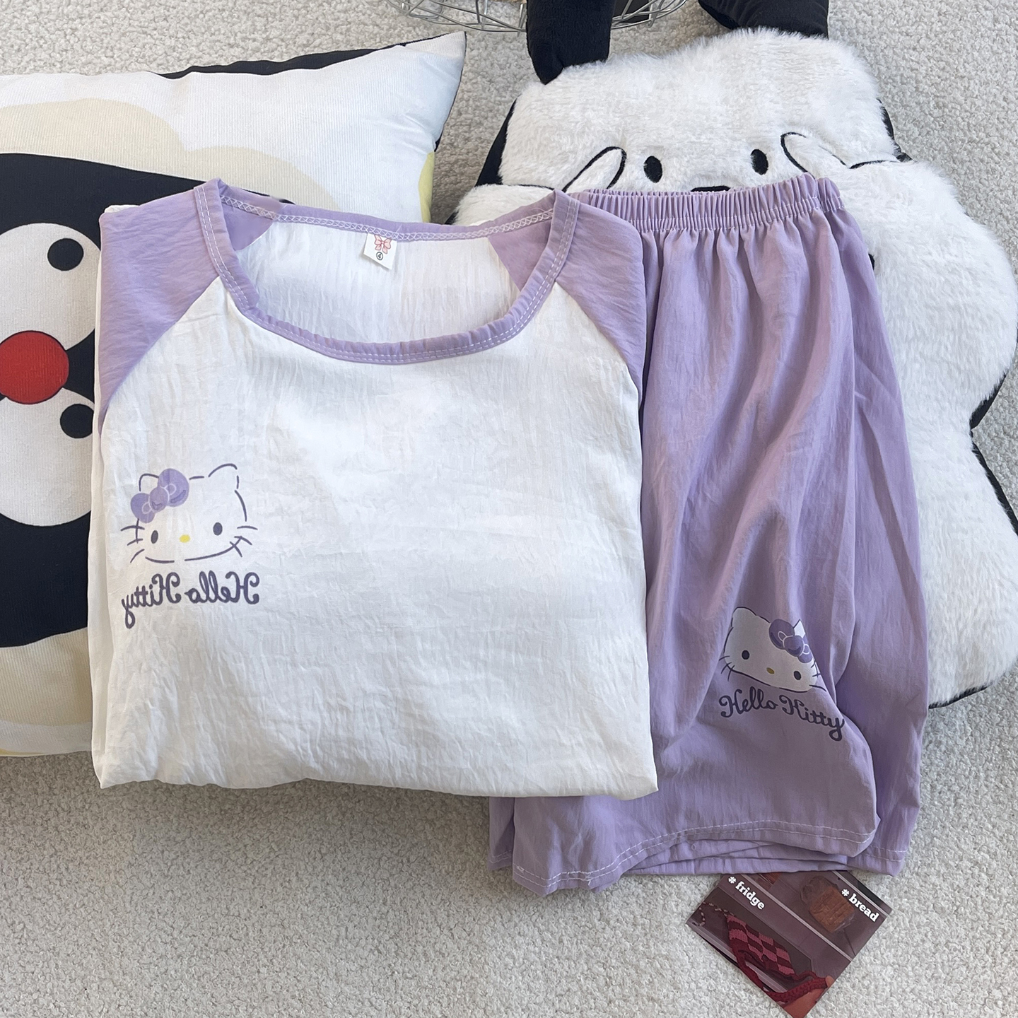 Women's Summer Cloud Cotton Built-in Chest Pad Short Sleeve & Shorts P photo 2 (style SM-B87D8D)