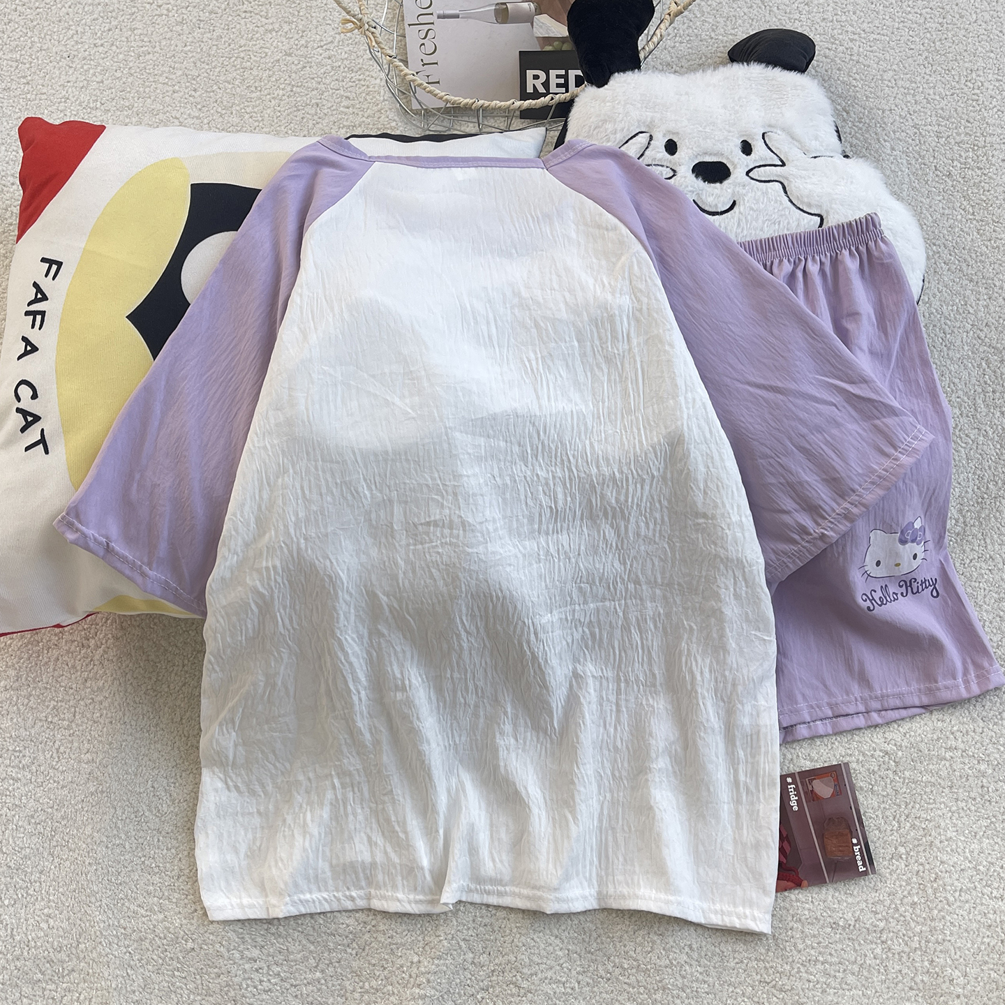 Women's Summer Cloud Cotton Built-in Chest Pad Short Sleeve & Shorts P photo 4 (style SM-B87D8D)