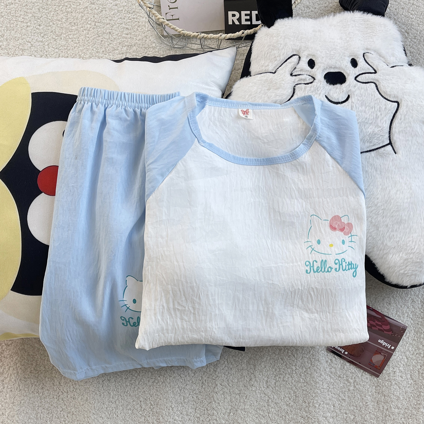 Women's Summer Cloud Cotton Built-in Chest Pad Short Sleeve & Shorts P photo 7 (style SM-B87D8D)