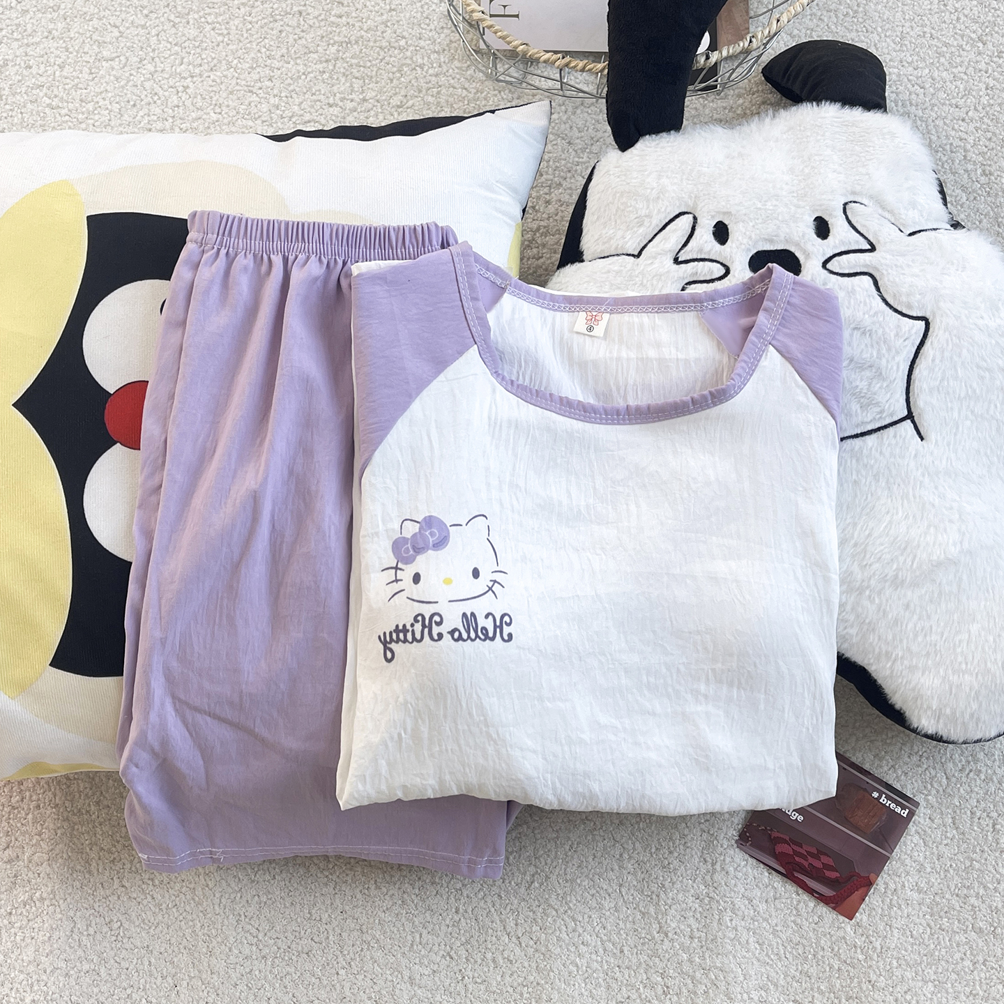 Summer Cloud Cotton With Pads Homewear Women Short Sleeve Shorts 2 Pcs Breathable Wholesale