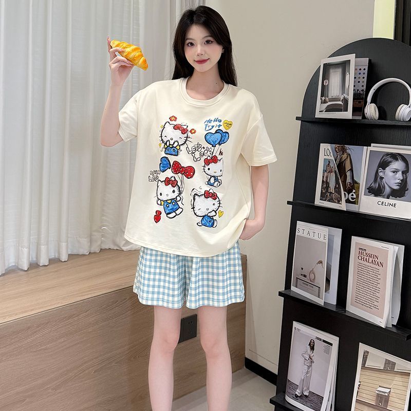Women's Summer Cloud Cotton Built-in Chest Pad Short Sleeve & Shorts P photo 4 (style SM-A47F5D)