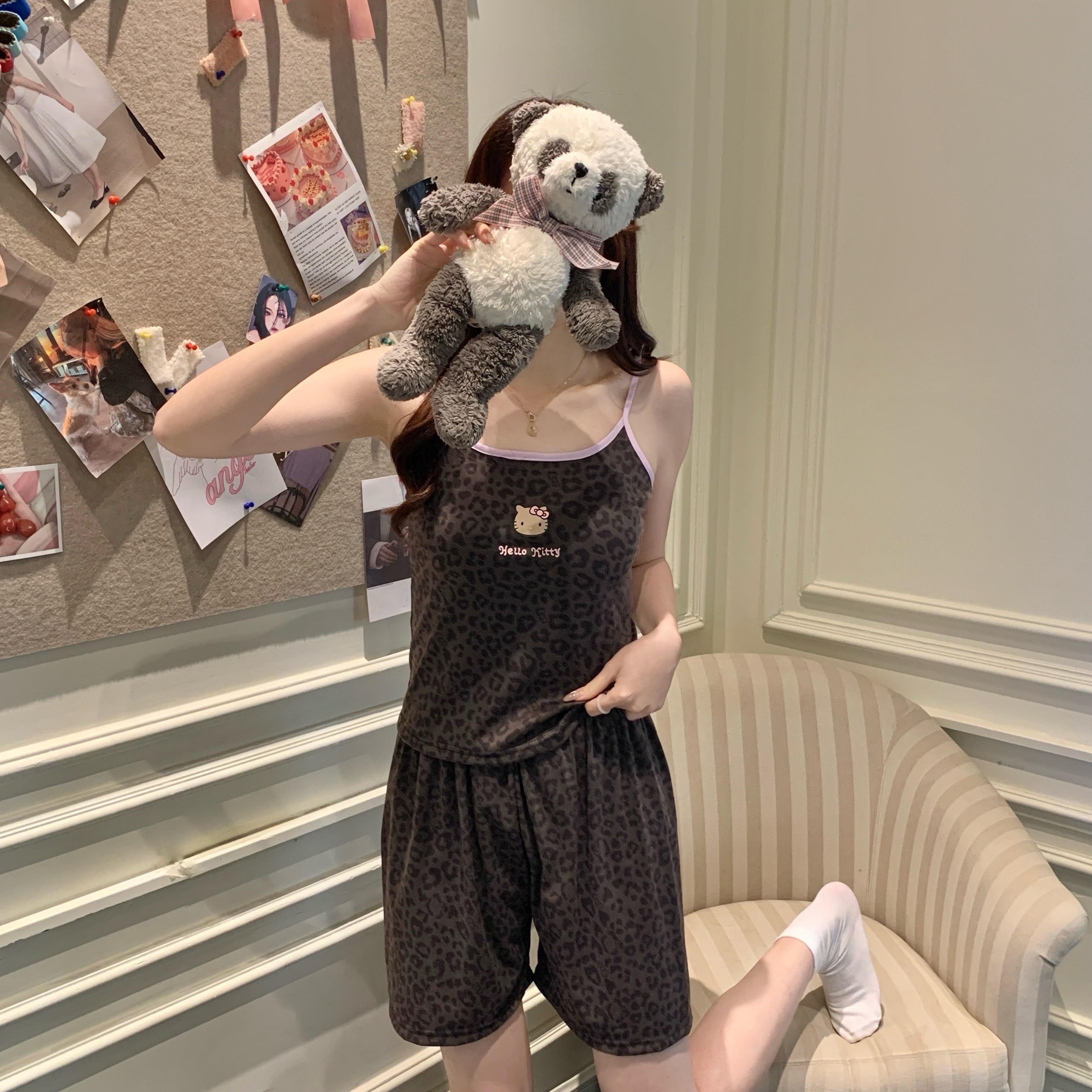 Women's Summer Cotton Tank Top & Shorts Loungewear Set photo 4 (style SM-2C153C)