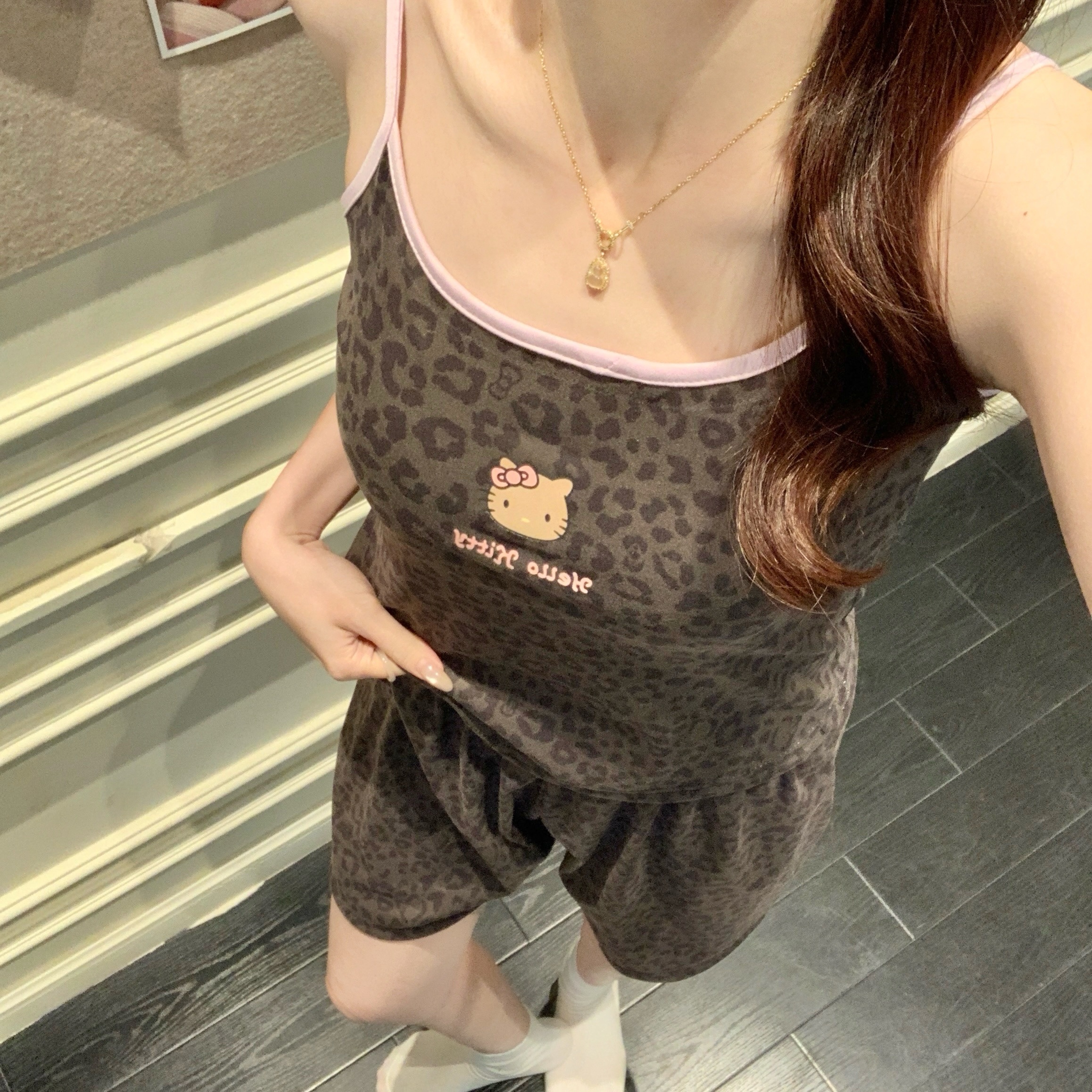 Women's Summer Cotton Tank Top & Shorts Loungewear Set photo 7 (style SM-2C153C)