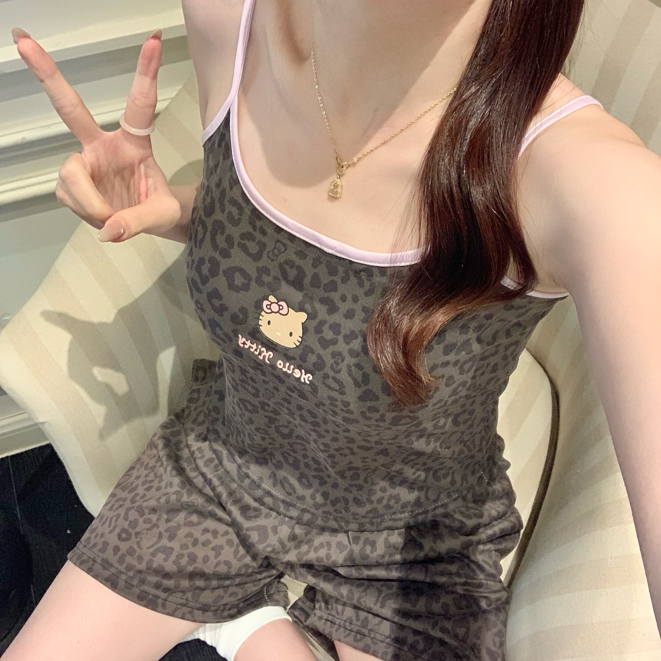 Summer Cotton No Pads Camisole Homewear Women Short Sleeve Shorts 2 Pc photo 5 (style 467311)