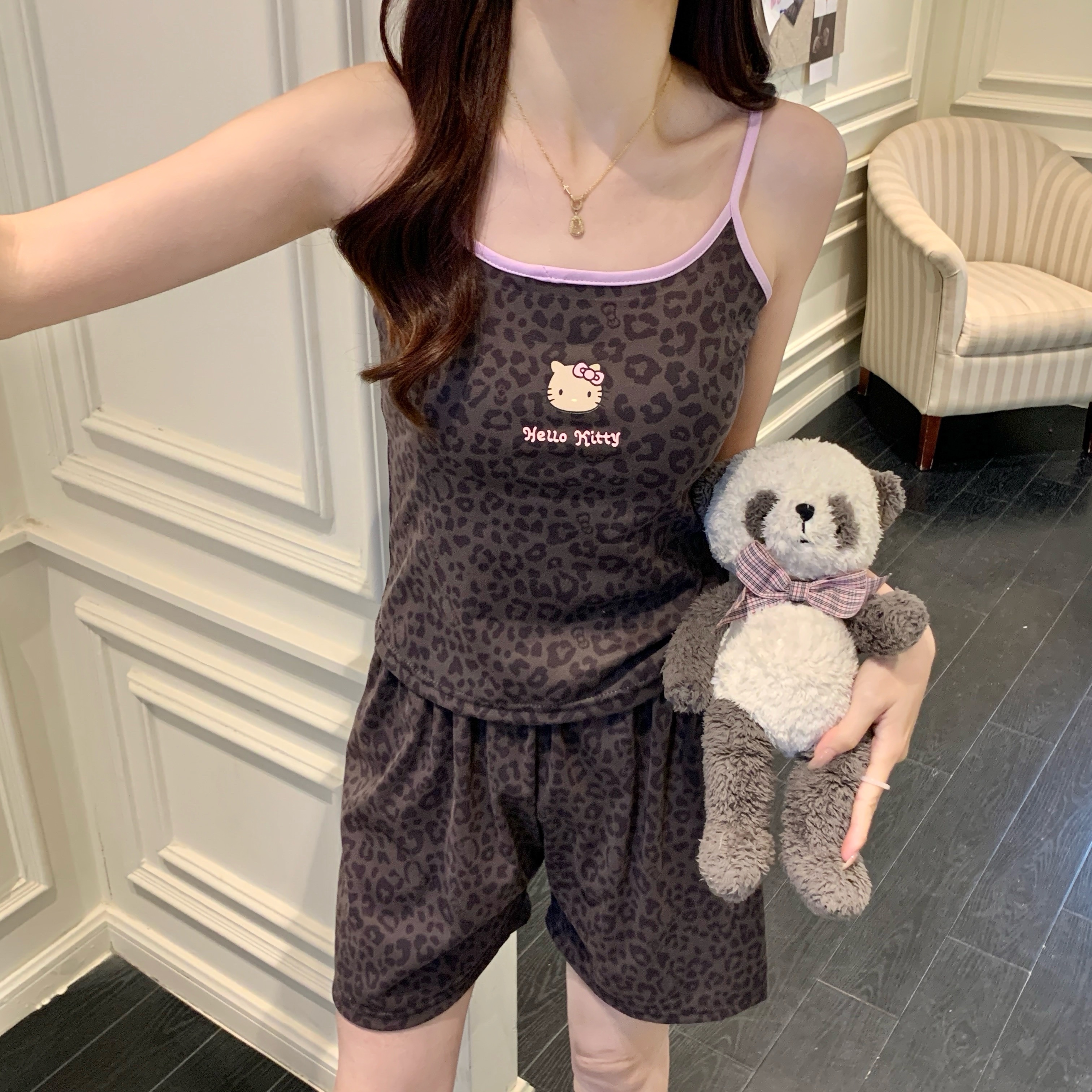 Summer Cotton No Pads Camisole Homewear Women Short Sleeve Shorts 2 Pc photo 6 (style 467311)