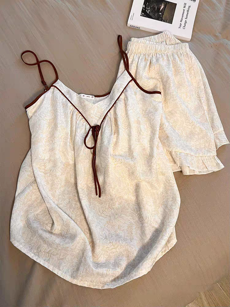 Summer Cloud Cotton With Pads Homewear Women Short Sleeve Shorts 2 Pcs photo 6 (style 4677)