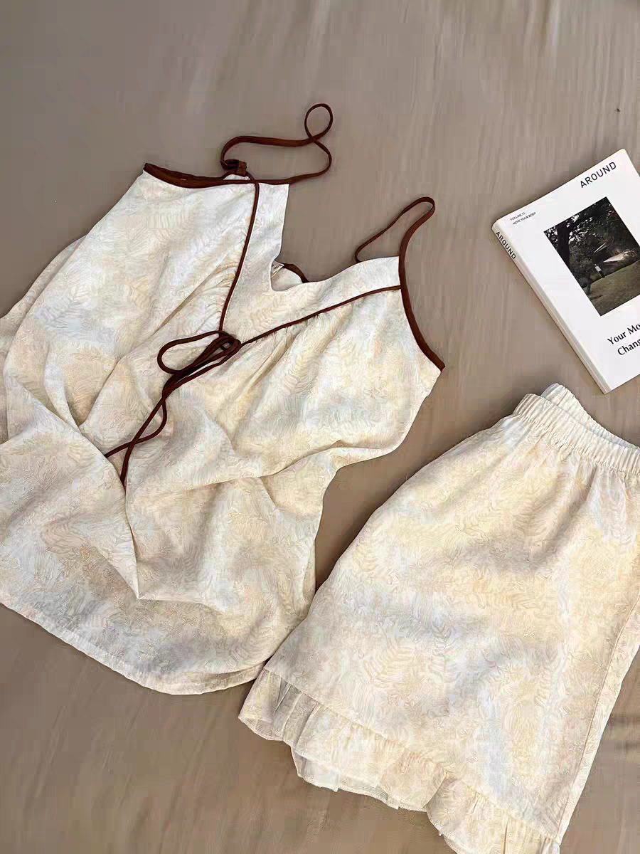 Summer Cloud Cotton With Pads Homewear Women Short Sleeve Shorts 2 Pcs photo 3 (style 4677)