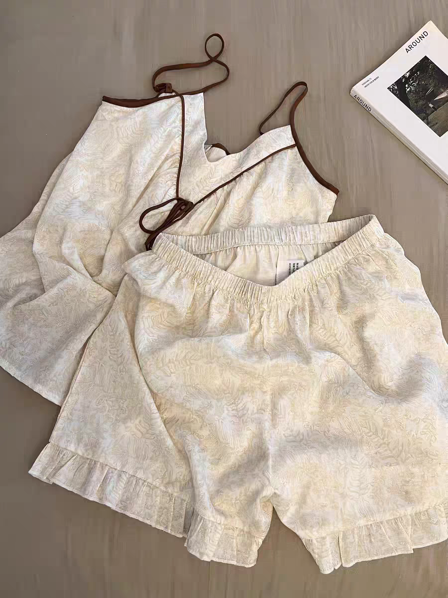 Summer Cloud Cotton With Pads Homewear Women Short Sleeve Shorts 2 Pcs photo 5 (style 4677)