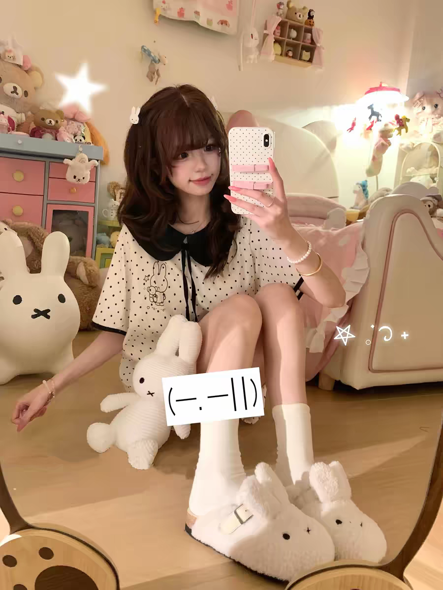Summer Cloud Cotton Homewear Women Short Sleeve Shorts 2 Pcs Breathabl photo 3 (style 4683)