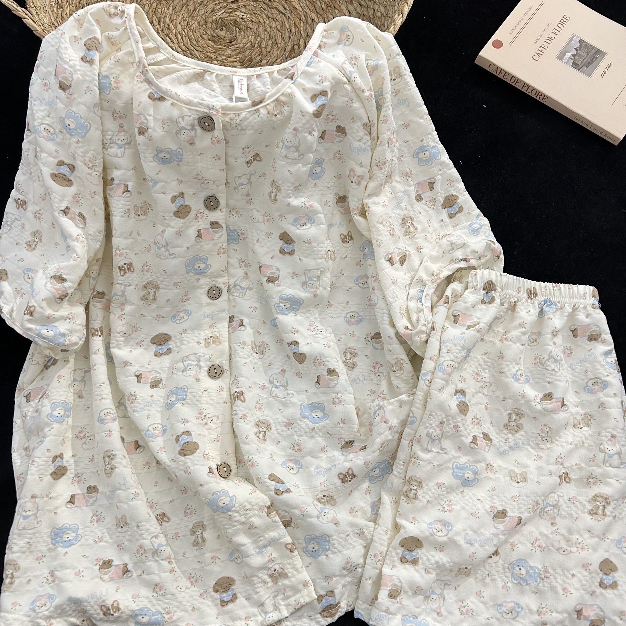 Summer Cotton With Pads Homewear Women Short Sleeve Shorts 2 Pcs Breat photo 6 (style 5045)