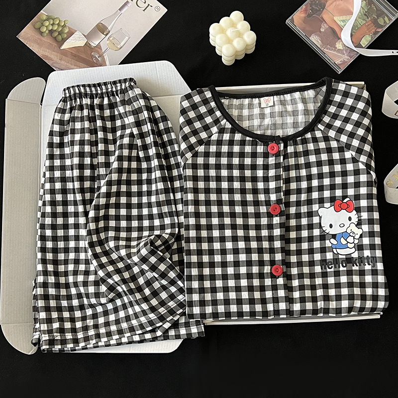 Summer Cloud Cotton Homewear Women Short Sleeve Shorts 2 Pcs Breathable Comfort Wholesale