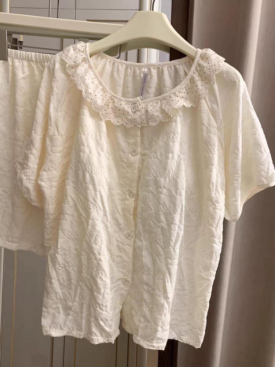 Summer Cotton With Pads Homewear Women Short Sleeve Shorts 2 Pcs Breat photo 5 (style 5084)