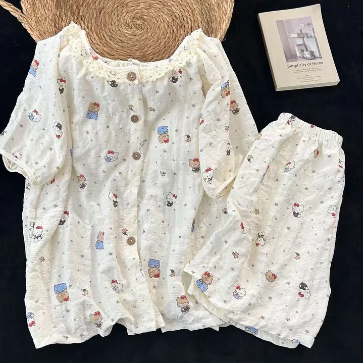 Summer Cotton With Pads Homewear Women Short Sleeve Shorts 2 Pcs Breat photo 6 (style 5087)