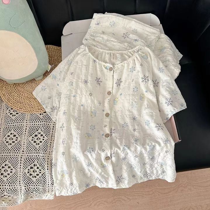 Summer Cotton With Pads Homewear Women Short Sleeve Shorts 2 Pcs Breat photo 1 (style 5088)