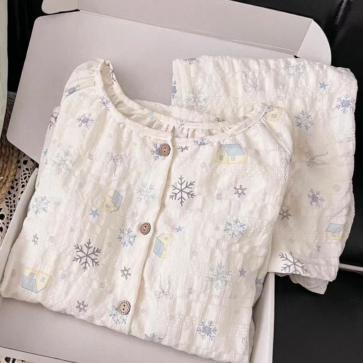 Summer Cotton With Pads Homewear Women Short Sleeve Shorts 2 Pcs Breat photo 2 (style 5088)
