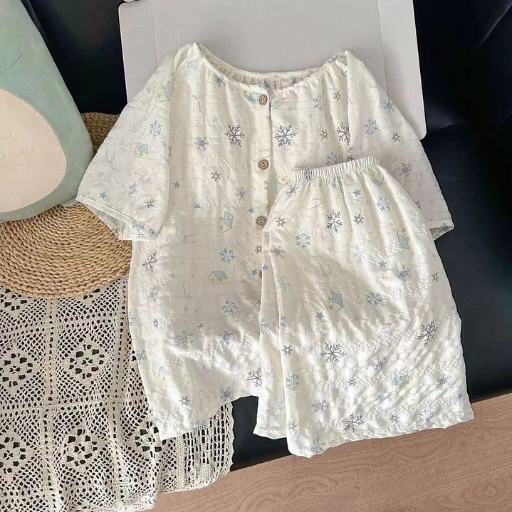 Summer Cotton With Pads Homewear Women Short Sleeve Shorts 2 Pcs Breat photo 3 (style 5088)