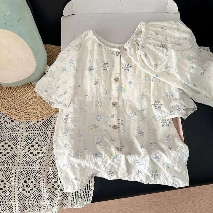 Summer Cotton With Pads Homewear Women Short Sleeve Shorts 2 Pcs Breat photo 4 (style 5088)