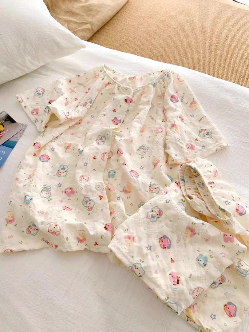 Summer Cotton With Pads Homewear Women Short Sleeve Shorts 2 Pcs Breat photo 3 (style 5089)