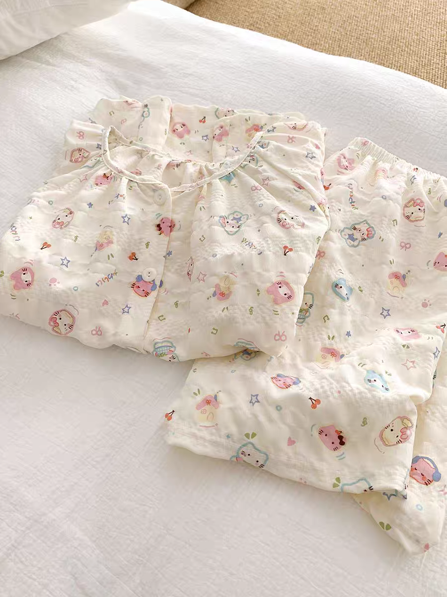 Summer Cotton With Pads Homewear Women Short Sleeve Shorts 2 Pcs Breat photo 5 (style 5089)