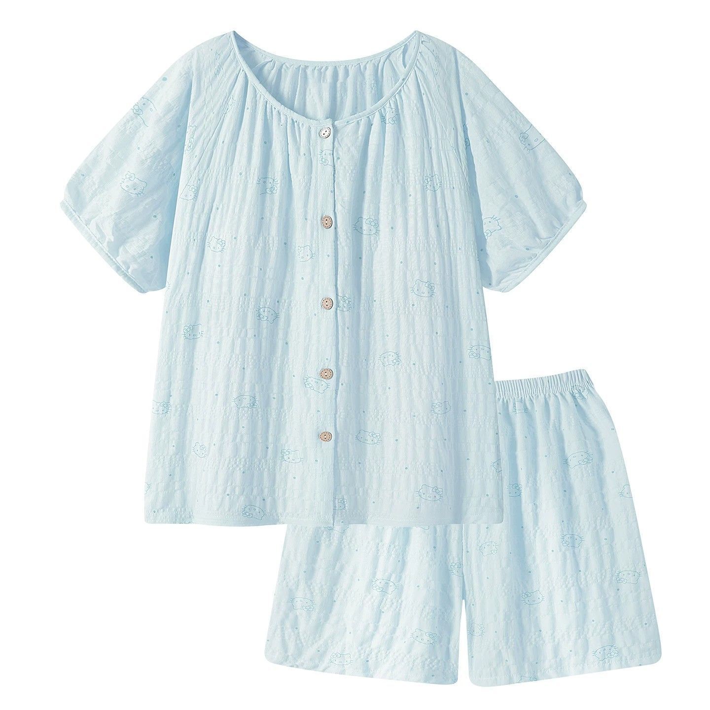 Summer Cotton With Pads Homewear Women Short Sleeve Shorts 2 Pcs Breat photo 6 (style 509515)