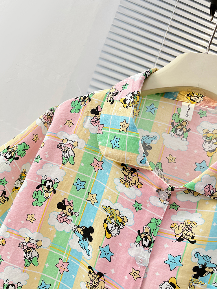 Summer Cloud Cotton Homewear Women Short Sleeve Shorts 2 Pcs Breathabl photo 2 (style 5172182)