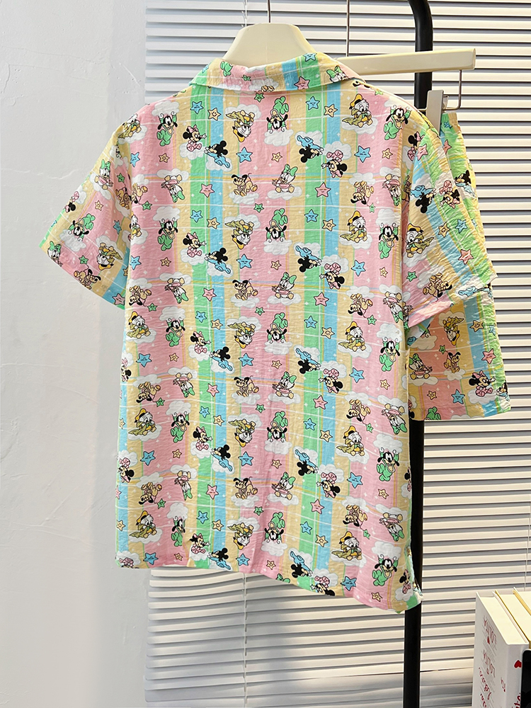 Summer Cloud Cotton Homewear Women Short Sleeve Shorts 2 Pcs Breathabl photo 6 (style 5172182)