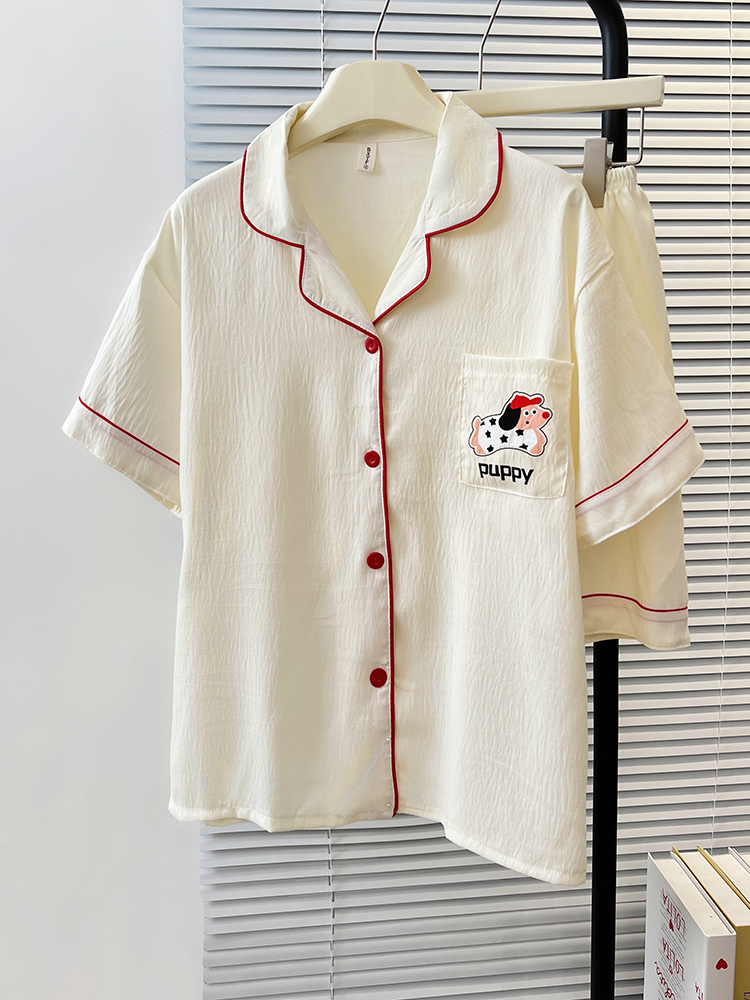 Summer Cloud Cotton Homewear Women Short Sleeve Shorts 2 Pcs Breathabl photo 1 (style 5182182)