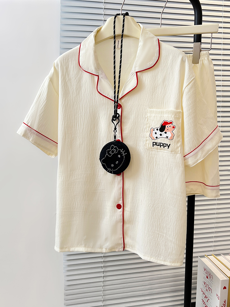 Summer Cloud Cotton Homewear Women Short Sleeve Shorts 2 Pcs Breathabl photo 7 (style 5182182)