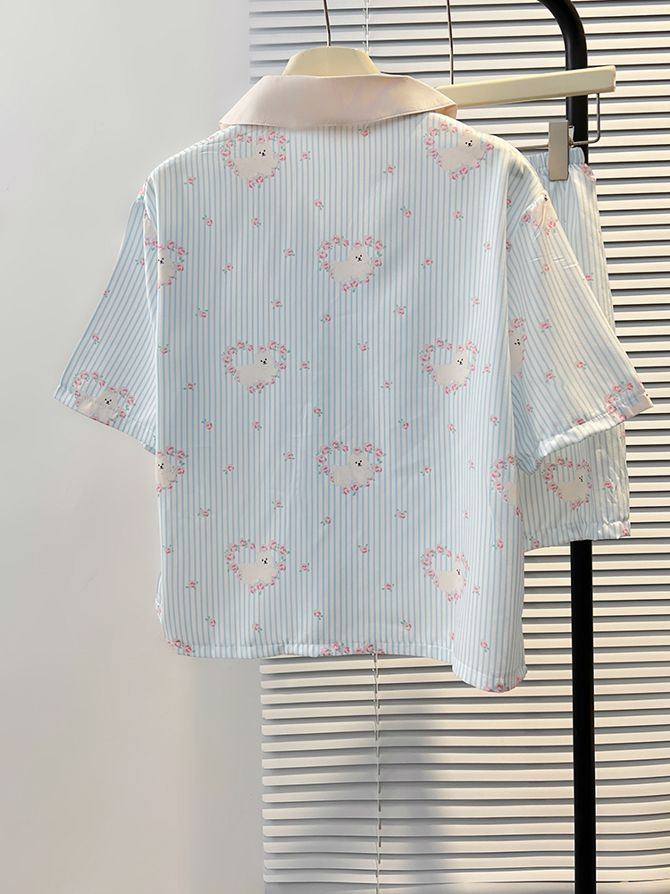 Summer Cotton Homewear Women Short Sleeve Shorts 2 Pcs Breathable Comf photo 1 (style 5197202)