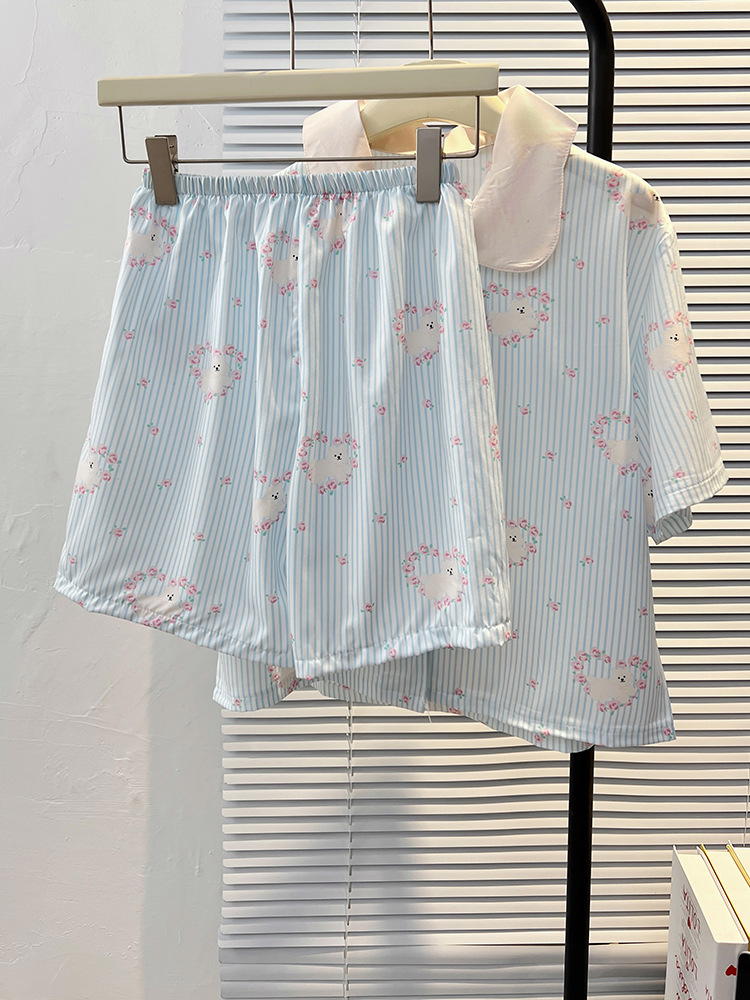 Summer Cotton Homewear Women Short Sleeve Shorts 2 Pcs Breathable Comf photo 6 (style 5197202)