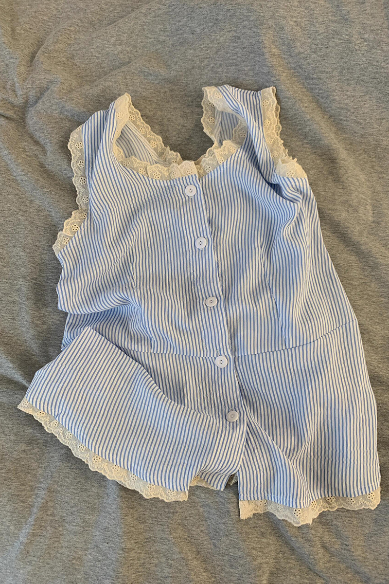 Summer Cloud Cotton Camisole Homewear Women Short Sleeve Shorts 2 Pcs photo 2 (style 5199172)