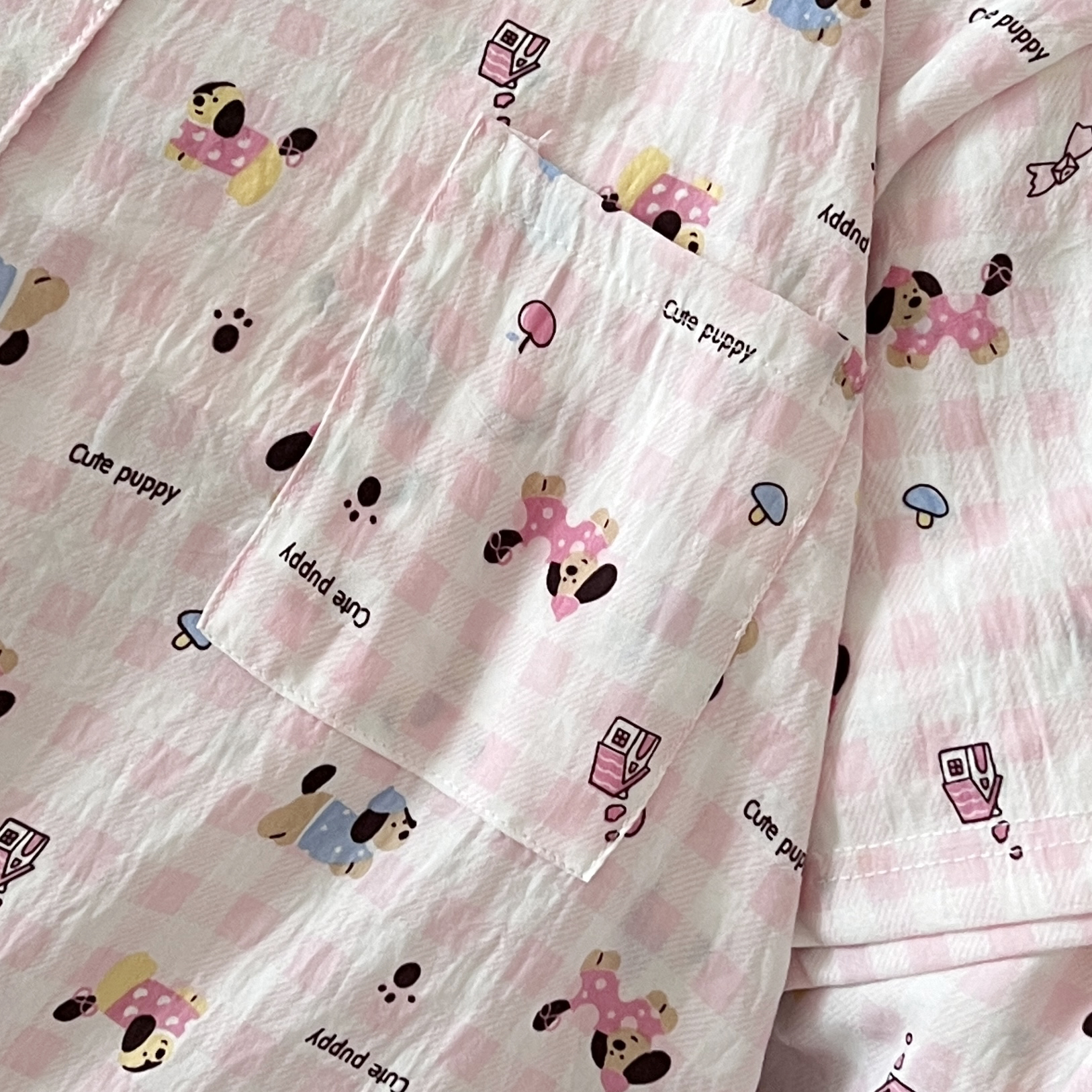 Summer Cloud Cotton Cardigan Homewear Women Short Sleeve Shorts 2 Pcs photo 6 (style 5203172)