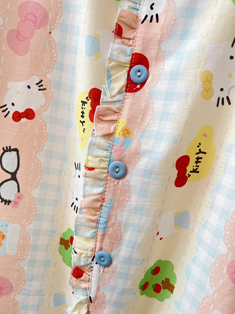 Summer Cloud Cotton Homewear Women Short Sleeve Shorts 2 Pcs Breathabl photo 7 (style 5206222)