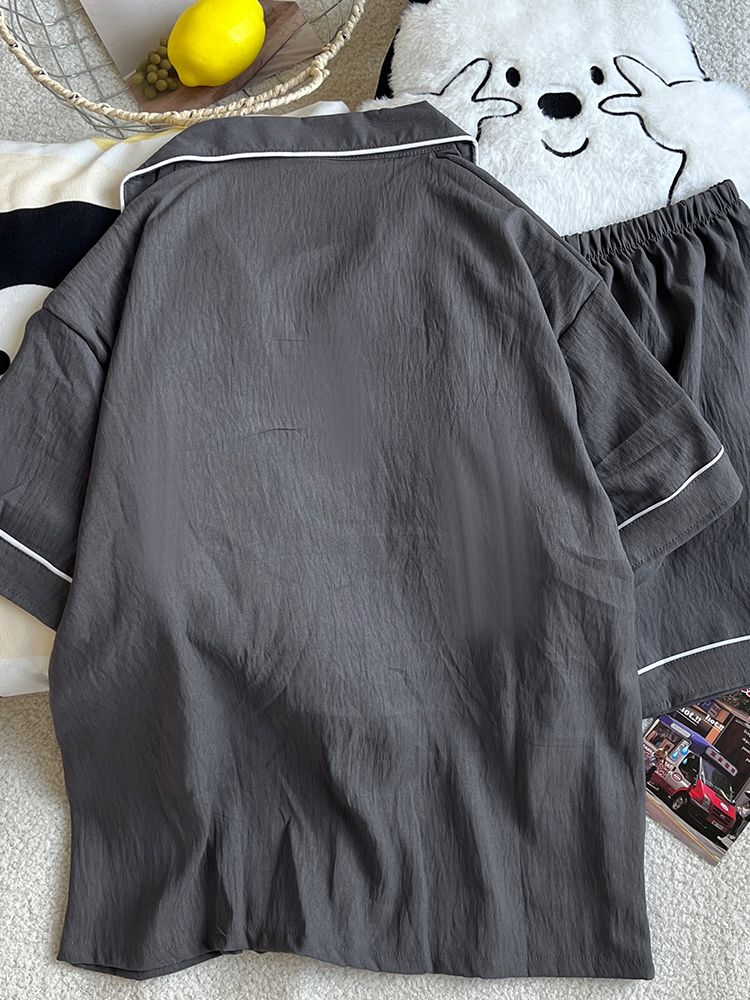 Summer Cloud Cotton Couple Homewear Women Short Sleeve Shorts 2 Pcs Br photo 1 (style 5227172)