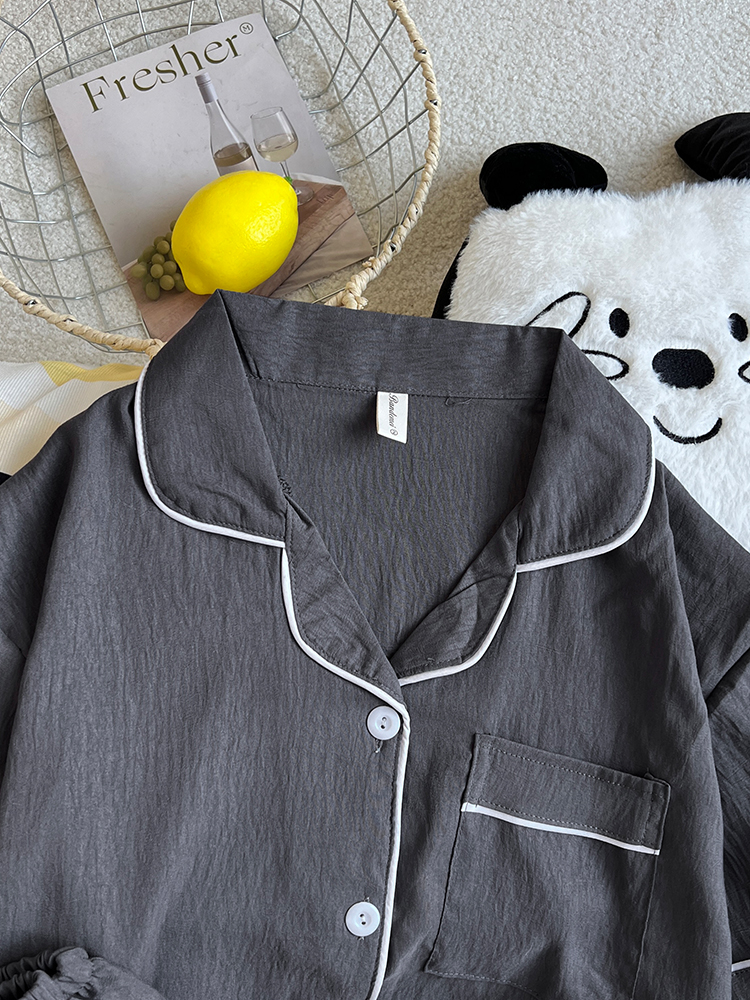Summer Cloud Cotton Couple Homewear Women Short Sleeve Shorts 2 Pcs Br photo 3 (style 5227172)