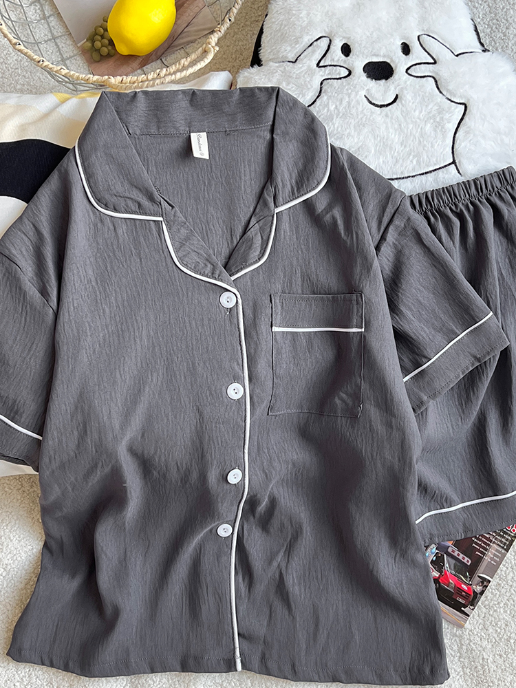 Summer Cloud Cotton Couple Homewear Women Short Sleeve Shorts 2 Pcs Br photo 6 (style 5227172)
