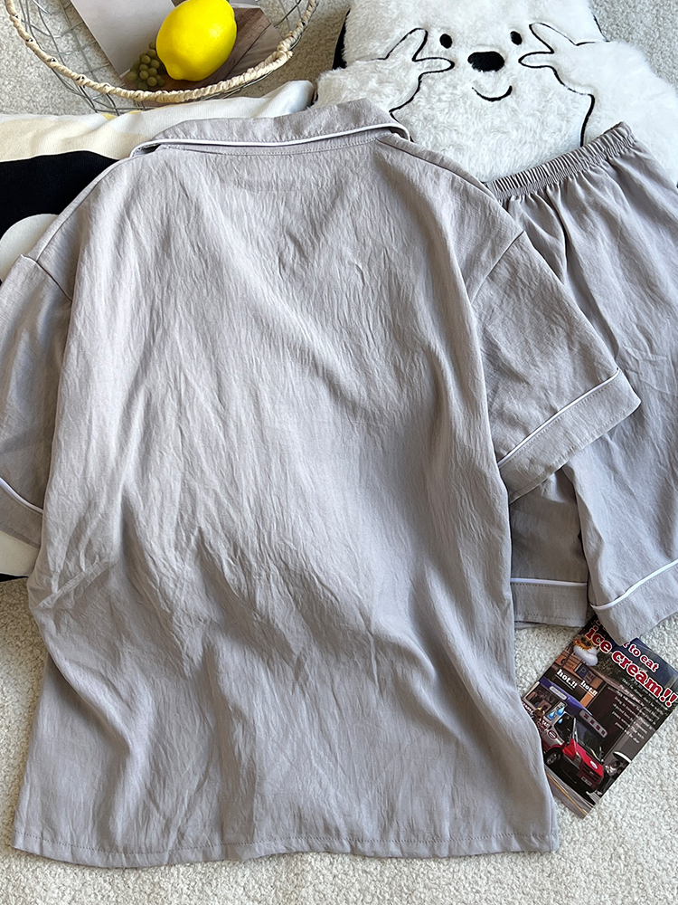 Summer Cloud Cotton Couple Homewear Women Short Sleeve Shorts 2 Pcs Br photo 2 (style 5228172)