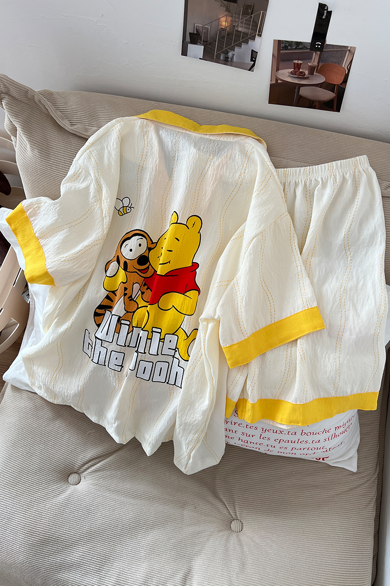 Summer Cloud Cotton Homewear Women Short Sleeve Shorts 2 Pcs Breathabl photo 6 (style 5238192)