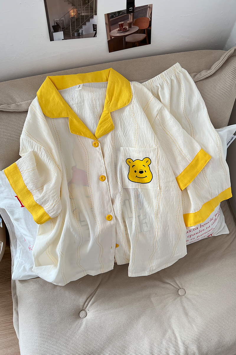 Summer Cloud Cotton Homewear Women Short Sleeve Shorts 2 Pcs Breathabl photo 7 (style 5238192)