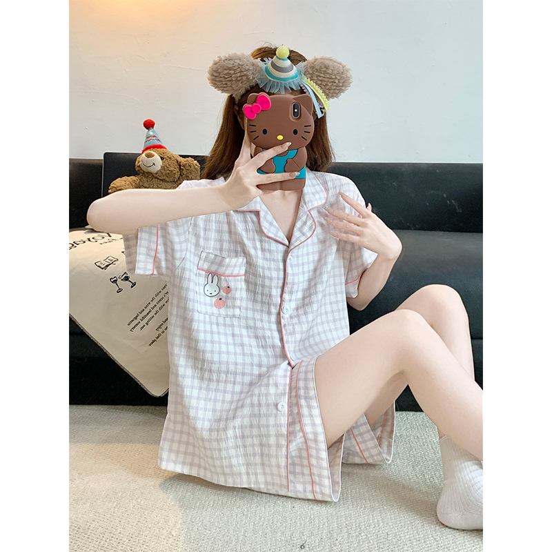 Women's Summer Cloud Cotton Short Sleeve & Shorts Loungewear Set photo 2 (style SM-E337F9)