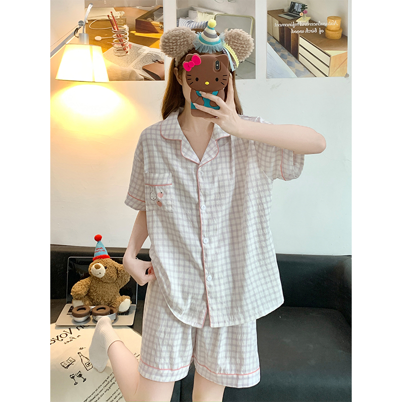 Women's Summer Cloud Cotton Short Sleeve & Shorts Loungewear Set photo 4 (style SM-E337F9)