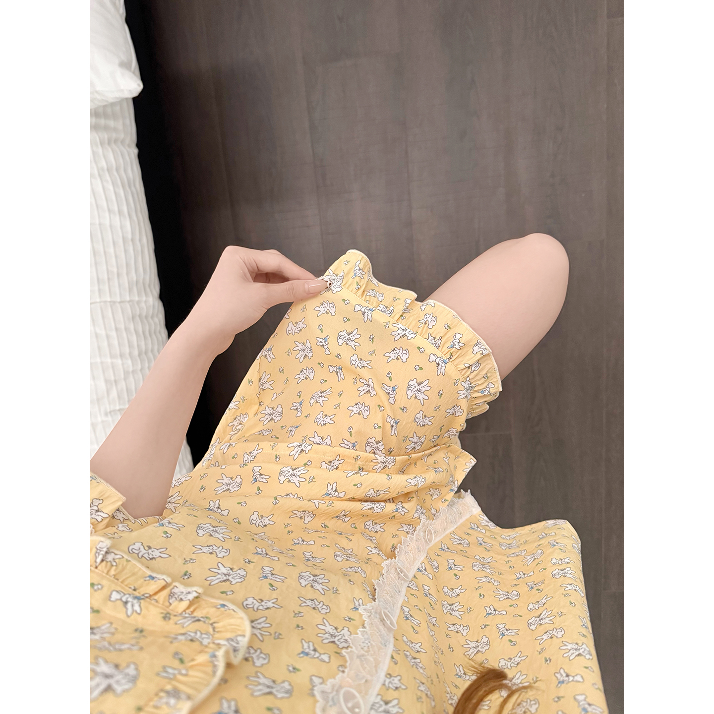Summer Cloud Cotton Homewear Women Short Sleeve Shorts 2 Pcs Breathabl photo 5 (style 5389272)