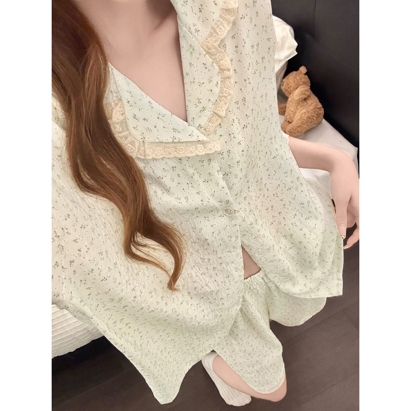Women's Summer Cloud Cotton Floral Home Wear Set - Short Sleeve Top & Shorts, Breathable Loungewear