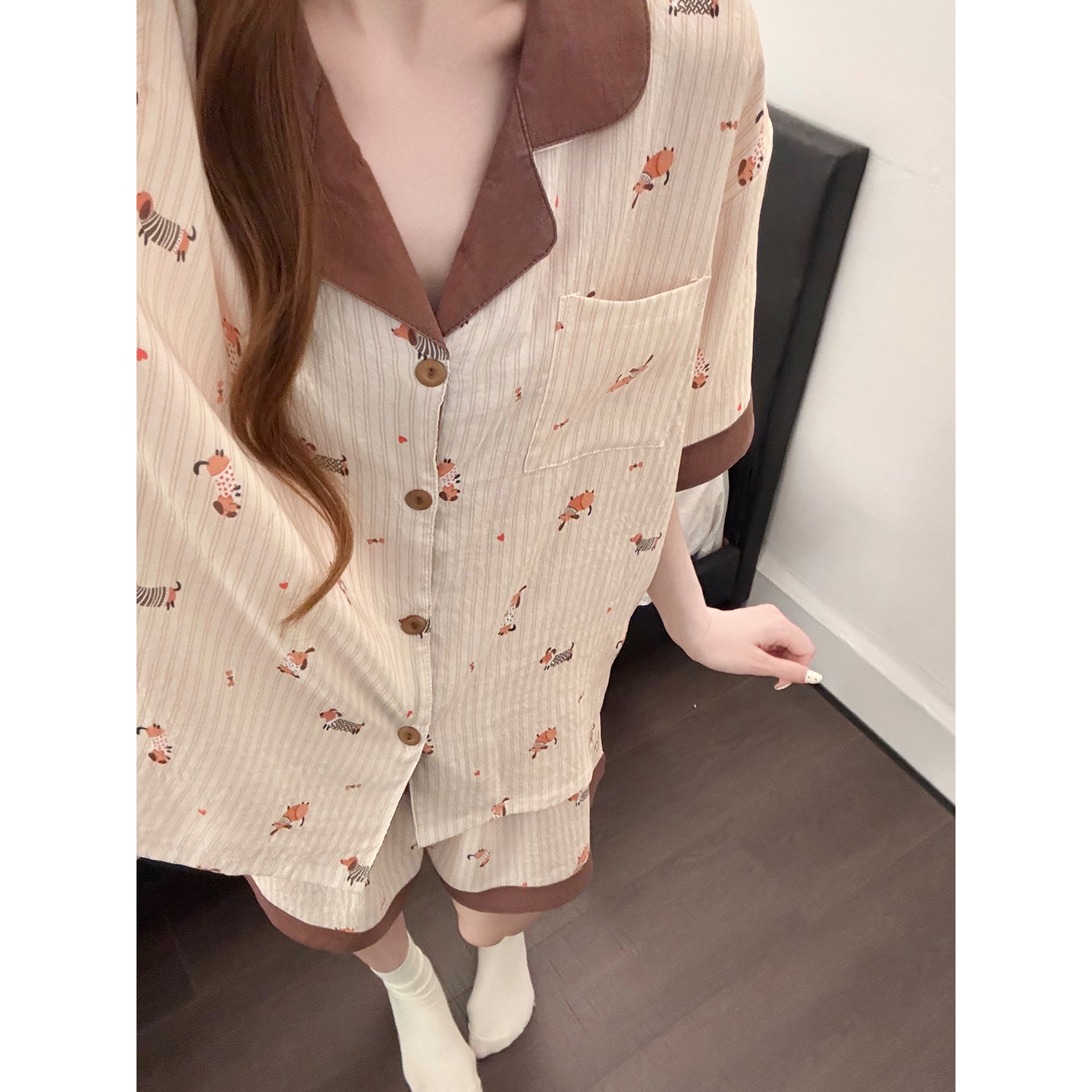 Summer Cloud Cotton Homewear Women Short Sleeve Shorts 2 Pcs Breathabl photo 4 (style 5442222)