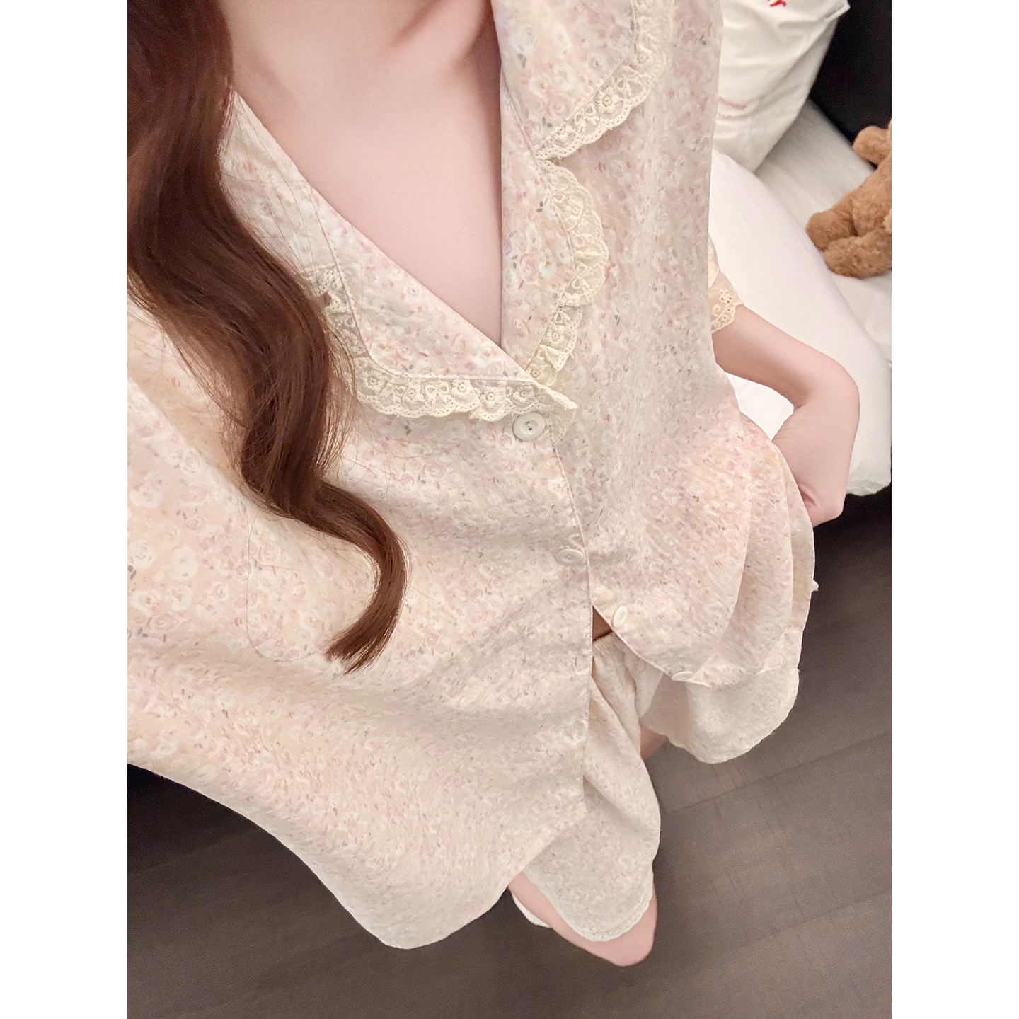 Summer Cloud Cotton Homewear Women Short Sleeve Shorts 2 Pcs Breathabl photo 5 (style 5446252)