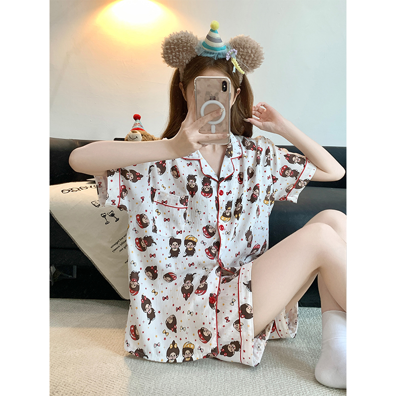 Women's Summer Cloud Cotton Short Sleeve & Shorts Loungewear Set photo 3 (style SM-F378C7)