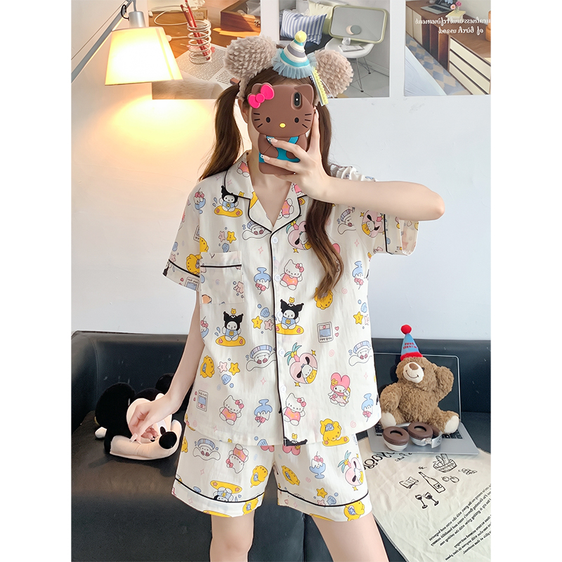 Women's Summer Cloud Cotton Short Sleeve & Shorts Loungewear Set photo 4 (style SM-F560BA)