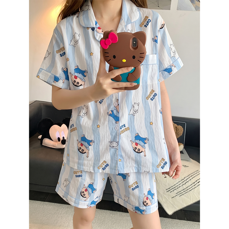 Women's Summer Cloud Cotton Short Sleeve & Shorts Loungewear Set photo 3 (style SM-AE2C21)
